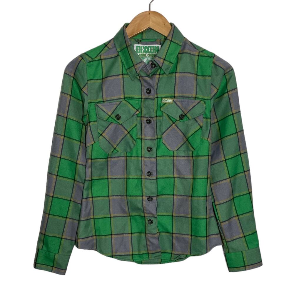 Dixxon Flannel The Auld Pub Women’s Small Green Button Down Shirt casual fall